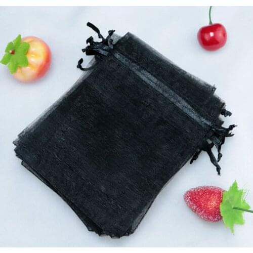 Free Shipping 100pcs Black Organza Bags 11x16cm Wedding Jewelry Gifts Packaging Bag Fvour Organza Pouches Drawstring Gift Bags