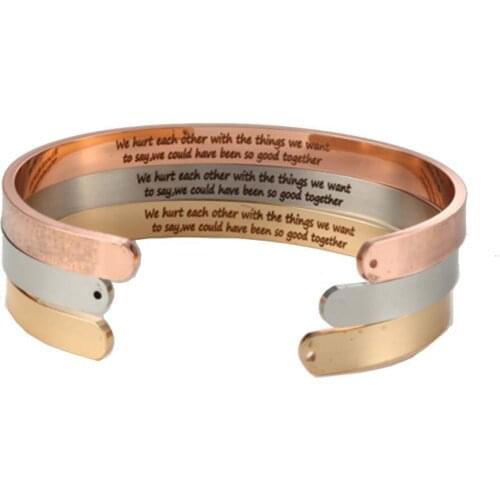 Engraved Letters we hurt each other Elegant Bangle Stainless Steel Open Women Lady Bracelets Jewelry 2019 Dropshipping