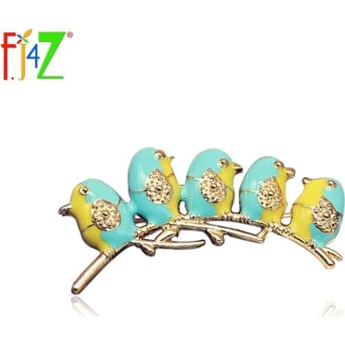 F.J4Z New Arrival Lovely Pretty Style Children' Costume Brooches Pins Jewelry Deco Good Quality Five Little Bird Gift Brooches