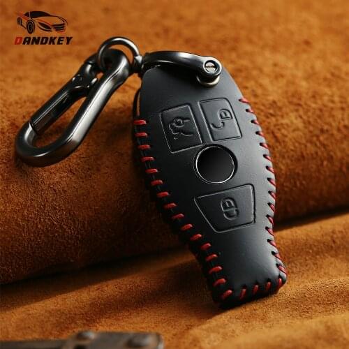 Dandkey Genuine Leather Key Case Cover For Mercedes Benz W203 W210 W211 W124 Smart Keychain Keyring Auto Car Styling Accessories