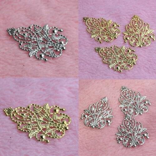 20Pcs Gold/Silver color Leaves Filigree Wraps Connectors Metal Crafts Connector For Jewelry Making DIY Accessories Charm Pendant