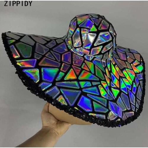 3 Color Full Reflective Sequins Hat Bar Prom Party Dancer Show Cap Outfit Women Singer Rock Band Show Sequin Cap