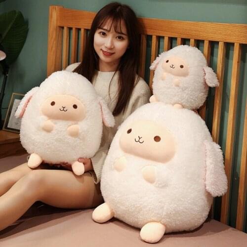 Korea Fat Round Lamb Plush Pillow Soft Stuffed Animal Simulation Sheep Plush Doll For Children Room Decor Chair Cushion Gifts