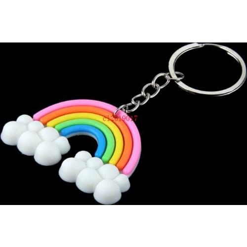 Creative colorful rainbow cloud silicone key chain girl bag versatile fashion pendant gift