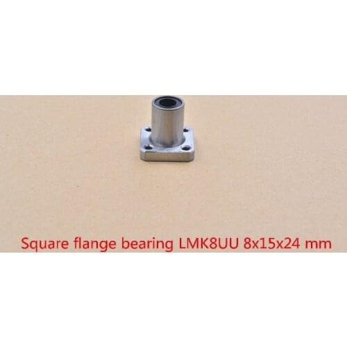 LMK8UU 8mmx15mmx24mm square flange ball bearing bush for linear rod axis cnc diy 1pcs