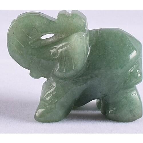 Mini Elephant Figurine Natural Stone Jade Statue Hand Carved Aventurine Craft Animals Decor Chakra Healing Feng Shui Decor Gift