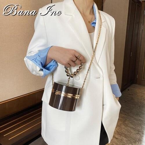 Mini Handbags For Women Solid Color Acrylic Box Bag Women Cute Clutch Purse Metale Chain Strap Crossbody Shoulder Bag
