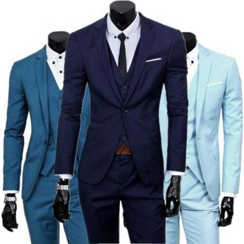 2019 Mens Fashion Three Piece Suit Sets Male Business Casual Coat Suit Jacket Waistcoat Trousers Blazer Plus Size Traje Hombre