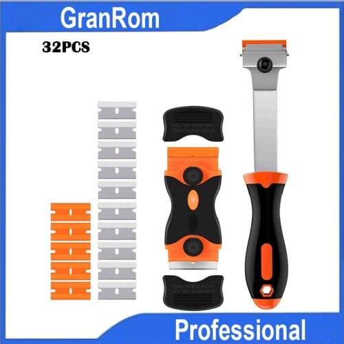 Seam Cleaning Tool Kits for Wall Tile Edge Double-Sided Scraper Extended Handle Shovel with Replaced Blades 32pcs Set