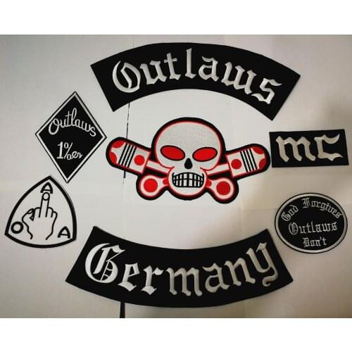 Outlaws Germany Patches Embroidered Iron on Biker Patches for the Motorcycle Jacket Vest Old RIDER Outlaws Patch badges sticker