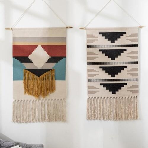 Newest Bohemian Macrame Tassel Tapestry Wall Hanging Background Cloth Handmade Woven Art Retro Room Farmhouse Dorm Decoration