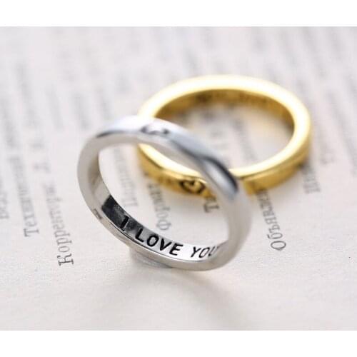 Forever Love Letter Heart Couple Promise Wedding Rings Never Fade Stainless Steel Engagement Ring Women Men