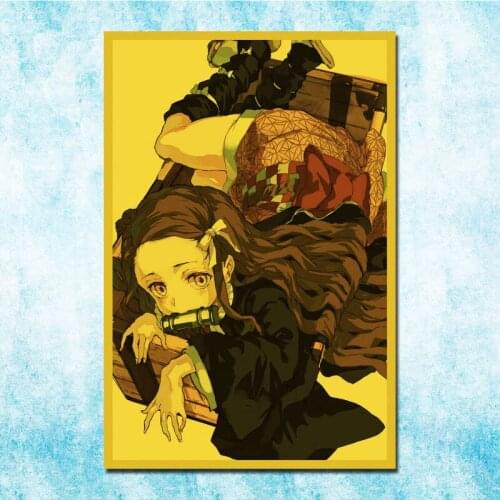 Demon Slayer Anime Tanjirou Zenitsu Nezuko Poster Art Silk Canvas Retro Print For Home Room Decor Decoration-031