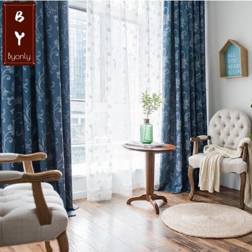 Simple Embroidered European Curtains for Living Room with Phoenix Tail Fabric Fresh Balcony Shading Curtains for Bedroom