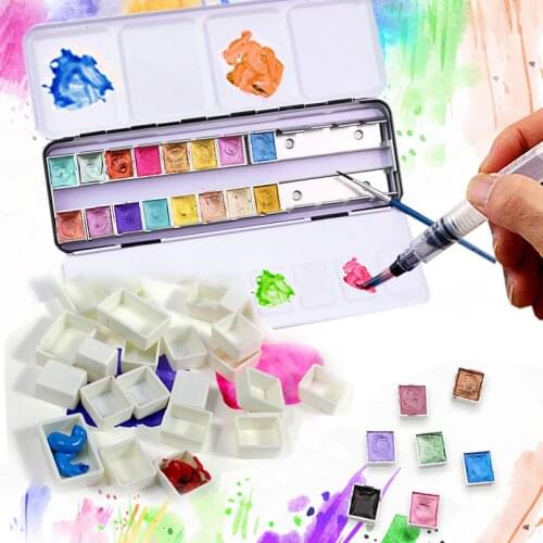 Empty Watercolor Pigment Storage Subpackage Box Paint Grid 14/24/48pcs Full/Half Pan/Grid/Block/Case/Box Empty Iron Box Supplies