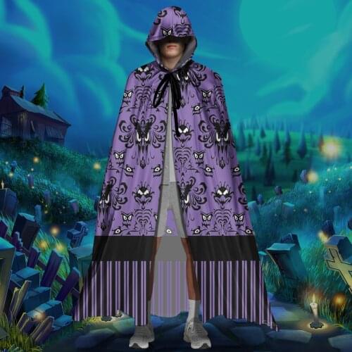 Happy Servants Ghost Skeletors Print Halloween Costumes for Men and Women Vampire Capes Hood Cloak Adult Unisex Cosplay Costumes