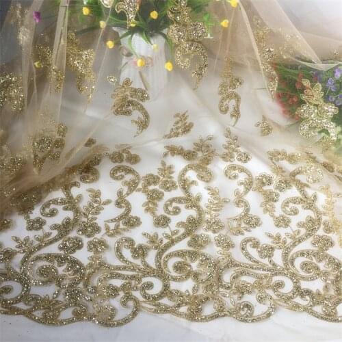 2MX130cm Shining Hot fix Bronzing Powder Sequins Cloth Fabrics Golden Mesh Sequins Dress Skirts Performance Clothing Tulle LJ008