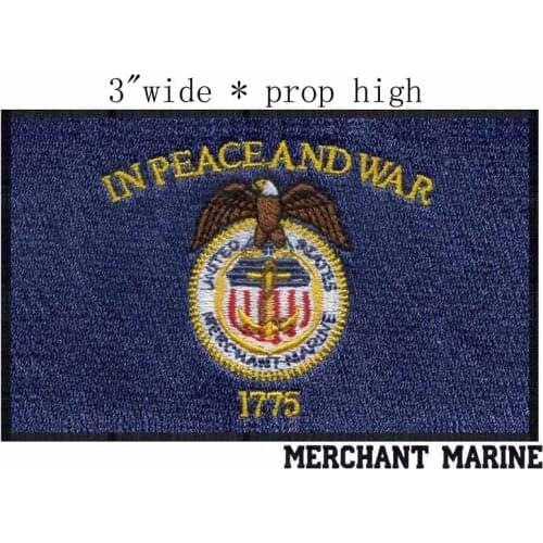 Merchant Marine Flag 3"wide embroidery patch for eagle/iron on letters/1775 lettering
