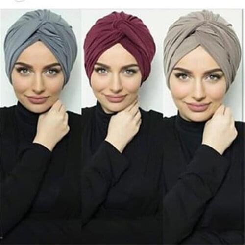 Solid head scarf for women muslim jersey hijab cap female turban africa wrap turbante bonnet Islamic clothing accessories