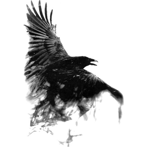 Black Raven Temporary Waterproof Tattoos Men Harajuku henna Tattoo Beauty Animal body Tattoo Crow Tatoo Sleeve
