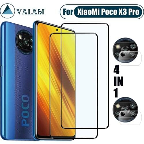 VALAM Tempered Glass For Xiaomi Poco X3 NFC M3 F3 Screen Protector Full Cover Protector Glass For Poco X3 M3 F3 Camera Lens