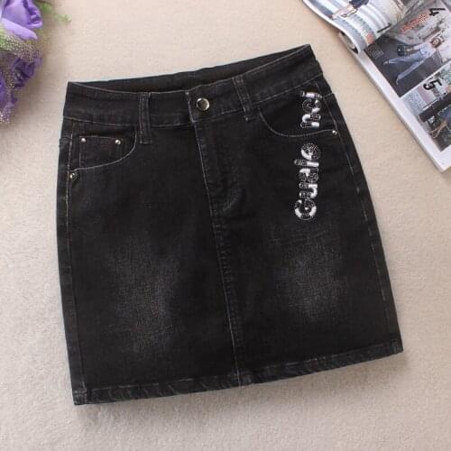 Plus size 3XL!Denim skirt women black package hip spring new high waist jeans short skirt anti-light