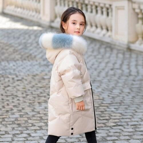 5-14 Years Kids Teenage Girl Outerwear Parka New 2020 Winter Down Jacket For Girls Hooded Real Raccoon Fur Girls Winter Coat