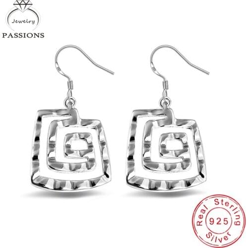 Newest Bohemia 925 Sterling Silver Rose Drop Earrings Vintage Spiral Shape Earring Dangle For Women Jewelry Earrings Wholesale