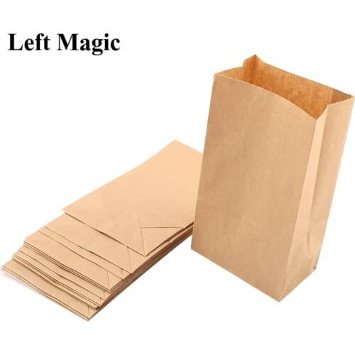 10pcs Kraft Paper Bags Used For Devils Nail Vanising Champagne Bottle Rubber Hammer Banana Orange Magic Tricks Accessory Gimmick