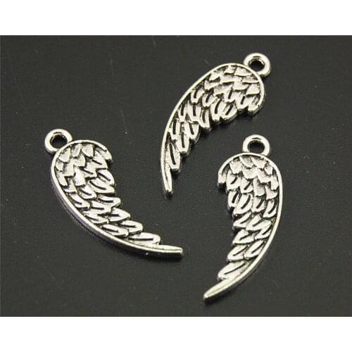 10pcs Silver Color Angel Wings Charm Pendant DIY Necklace Bracelet Bangle Findings 32x31mm A2175