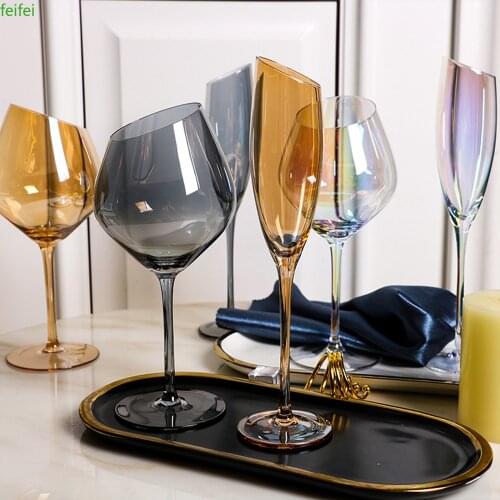 2PCS/Set Electroplating Color Lead-free Glass Wine Glass Crystal Glass Red Wine Glass Champagne Glass Goblet Red Wine Glass Set