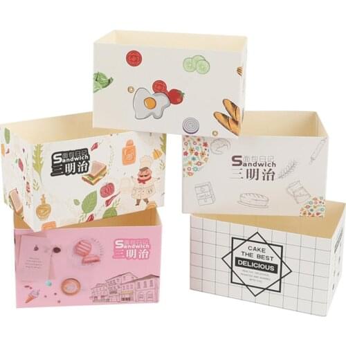 50Pcs Cake Packaging Bagsandwich Wrapping Paper Thick Tray Egg Toast Bread Breakfast Restaurant Wedding Packaging Box Gifts