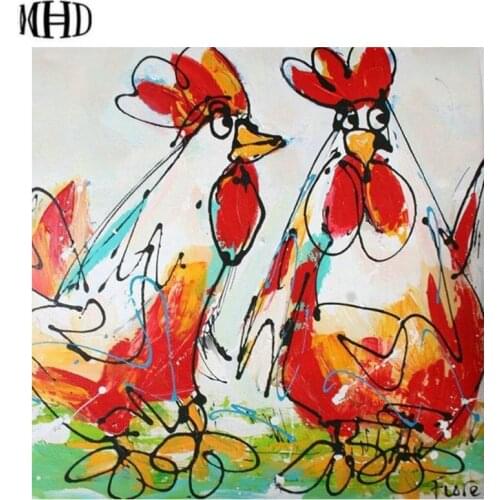 Diy diamond painting colorful chicken full & round 3D diamond cross stitch cartoon chicken mosaic diamond childrens gift