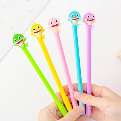 40PCS Creative Cartoon Cute Shark Doll Gel Pens Black Water Pen 0.5mm Creative Stationery Office Accessories