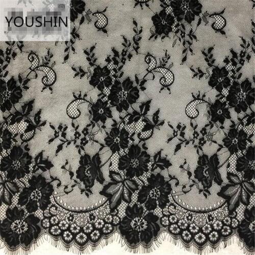 3Meters Factory direct sale black and white new lace eyelash lace wedding dress lace lace fabric width 150cm LW0036
