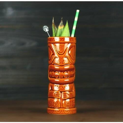 Hawaii Cocktail Cup Beer Beverage Mug Wine Mug Ceramic Great For Cocktail Drink Mask Tiki Mug 400ml Wine Accessories