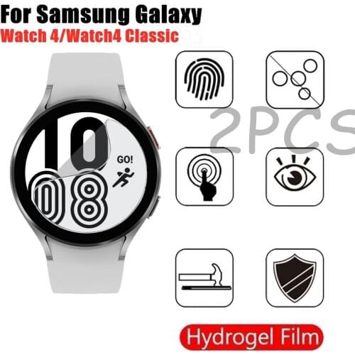 2Pcs Hydrogel Protective Film For Samsung Galaxy Watch 4 40mm 44mm Watch 4 Classic 42mm 46mm HD Clear Full Screen Protector