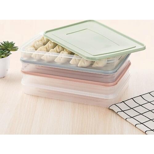 Fridge Single Layer Frozen Dumpling Boxes Refrigerator Food Airtight Storage Tray Container Box with Lid Household