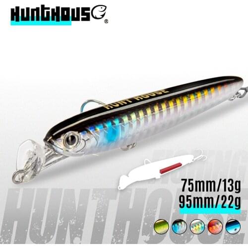 Hunthouse sinking Minnow pencil lure Rocket 75/95mm 13/22g sinking baits fishing seabass bluefish bonit Artificial stickbaits