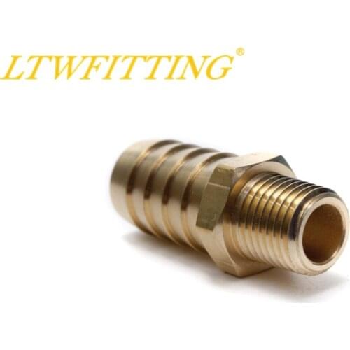 LTWFITTING Brass Fitting Coupler 5/8" Hose Barb x 1/4" Male NPT Adapter Gas