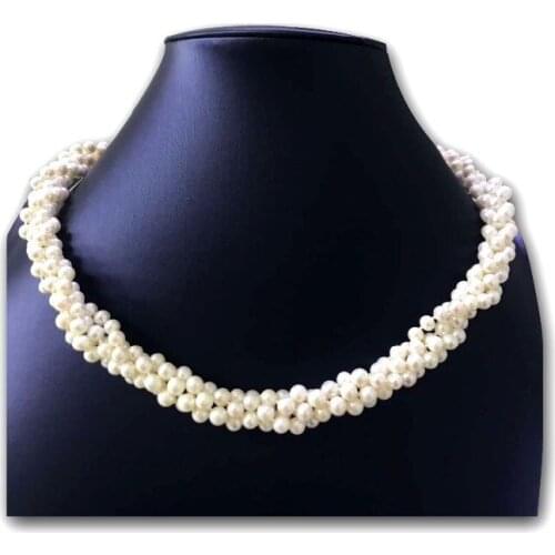 MADALENA SARARA AAA 8-9mm Freshwater Pearl Strand Necklace White Pearl Several Rows Necklace