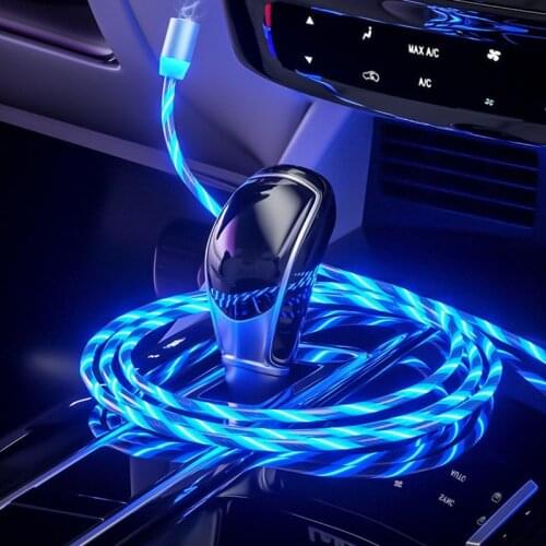 Flowing Magnetic Cable LED Streamer Type C Micro USB Fast Charging For iPhone 12 Xiaomi Huawei Magnet Charger Glowing Wire Cord