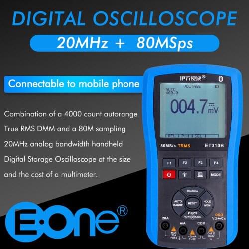 Mini Portable Digital Oscilloscope Multimeter Wireless Bluetooth 80M/20MHz Handheld OscilloscopeTrue RMS Digital Multimeter