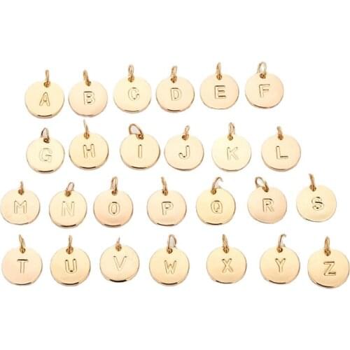 Fashion Gold Silver Color Alloy 26 Letter Pendant Metal Round Small Beads for Women Necklace Bracelet DIY Name Jewelry Making