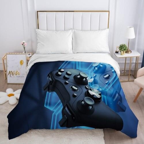 Cartoon Gamepad Childrens Duvet cover Quilt/Blanket/Comfortable Case Bedding for kids baby girls Single for Home blue