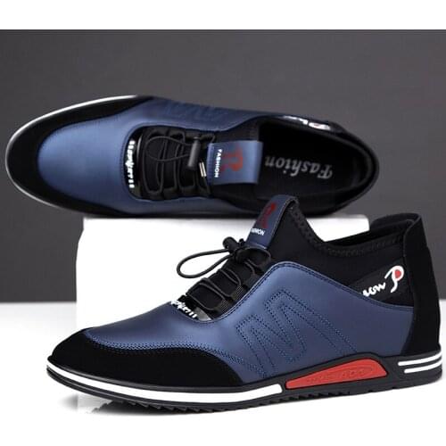 Leather Men Shoes Sneakers Trend Casual Shoe Italian Breathable Leisure Male Sneakers Non-slip Footwear Men Vulcanized Shoes