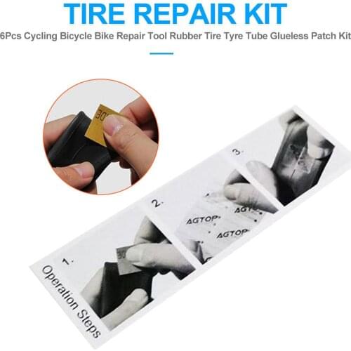 6PCS Cycling Bicycle Bike Tires Repair Tool Rubber Patch Kit Tyre Tube Transparent Glueless For Bicycle/car/motorcycle Bike