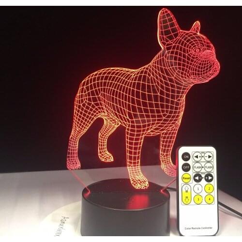 French Bulldog 3D Table Lamp BLE Remote Touch Contol LED Colorful Dog Nightlight Birthday Gift USB Sleep Lighting Drop Shipping