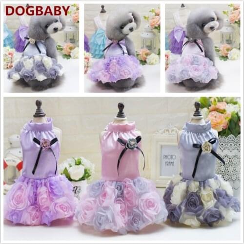 2017 New Arrivals Pet Dog Cat Summer Spring Dresses Rose Cute Lace For Small Dog Dresses Poodle Chihuahua Teddy Shirt Princess