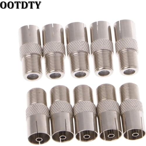 OOTDTY 10pcs F female Plug to PAL Female Jack Straight RF coaxial adapter F-type connector TV